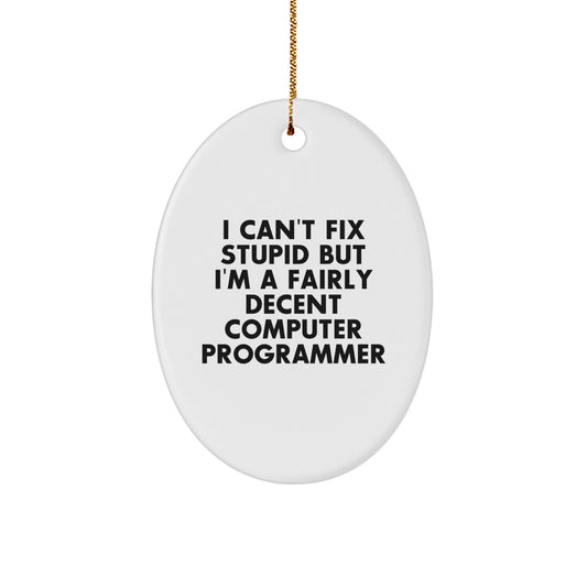 Computer Programmer Gifts, Funny Quote, Oval Ornament, Gifts from Friends for Computer Programmer, Perfect Christmas Unique Gift Ideas - Image 1