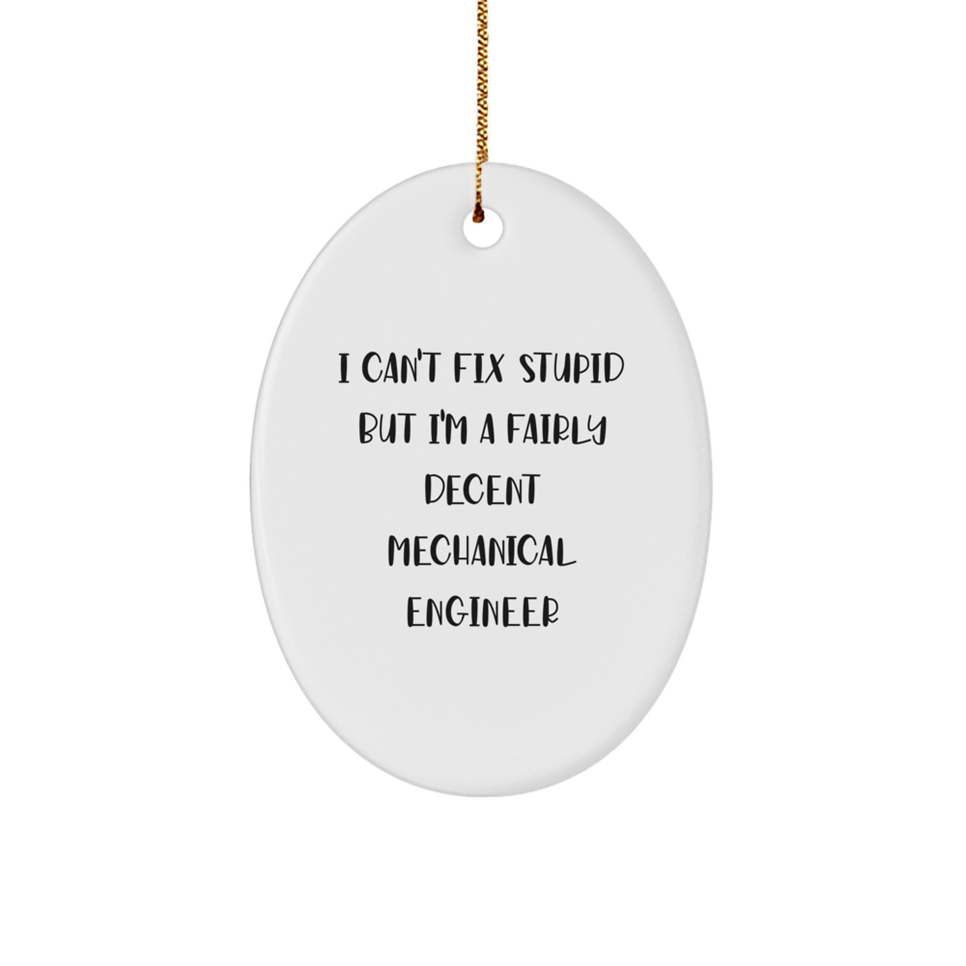 Mechanical Engineer Gifts from Friends - I Can't Fix Stupid But I'm A Fairly Decent Oval Ornament for Christmas - Image 1