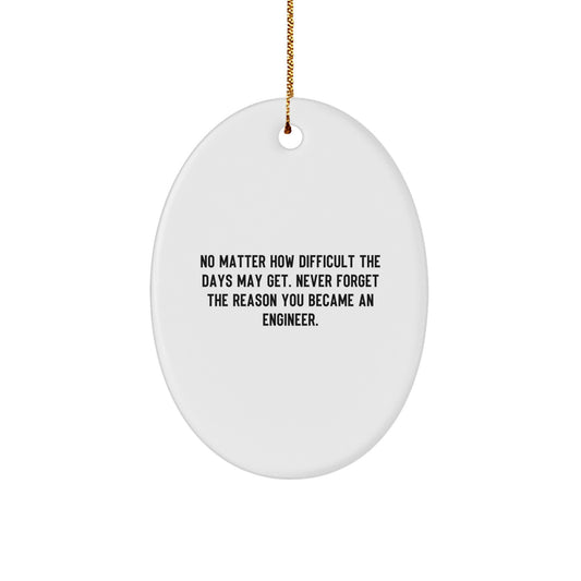 Funny Engineer Gifts for Engineer Friends - Oval Ornament with Inspirational Quote, Gifts from Family to Engineer, Christmas Unique Presents - Image 1