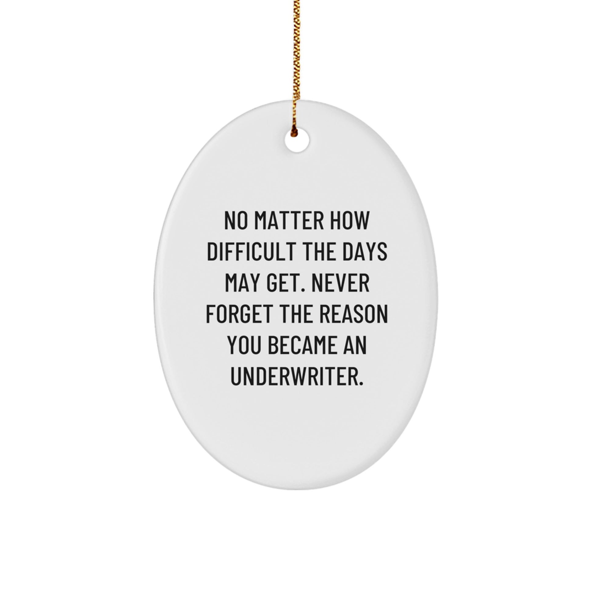 Inspirational Underwriter Gifts from Friends - Oval Ornament with Quote for Underwriter, Men, Women, Family, and Coworkers - Christmas Unique Gifts - Image 1