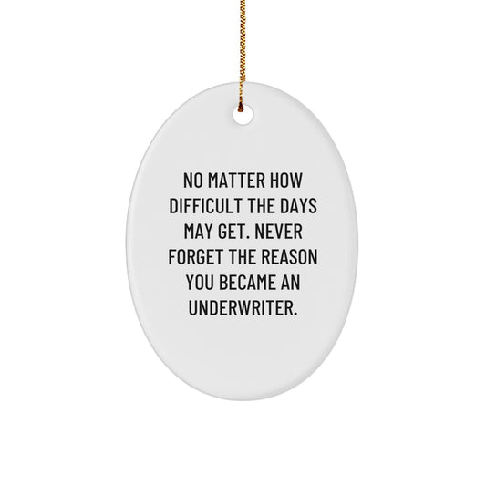 Inspirational Underwriter Gifts from Friends - Oval Ornament with Quote for Underwriter, Men, Women, Family, and Coworkers - Christmas Unique Gifts - Image 1