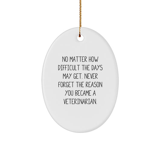 Veterinarian Gifts from Family, Inspirational Oval Ornament for Christmas, 'No Matter How Difficult The Days May Get' Quote, Gifts for Veterinarian, Men, Women, Friends, Coworkers, Family - Image 1