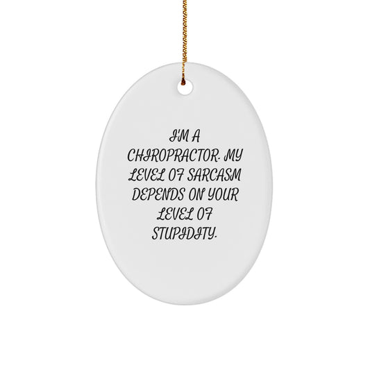 Chiropractor Humor Oval Ornament, Funny Sarcasm Gift from Friends for Him Her, White Oval Shaped Christmas Decor - Image 1
