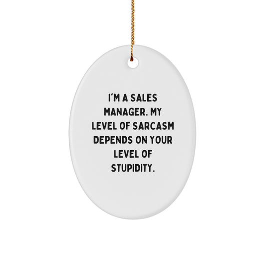 Funny Sales Manager Gifts, Oval Ornament with Sarcasm Quote, Gifts from Coworkers to Sales Manager, Christmas Unique Gifts for Sales Manager Friends - Image 1