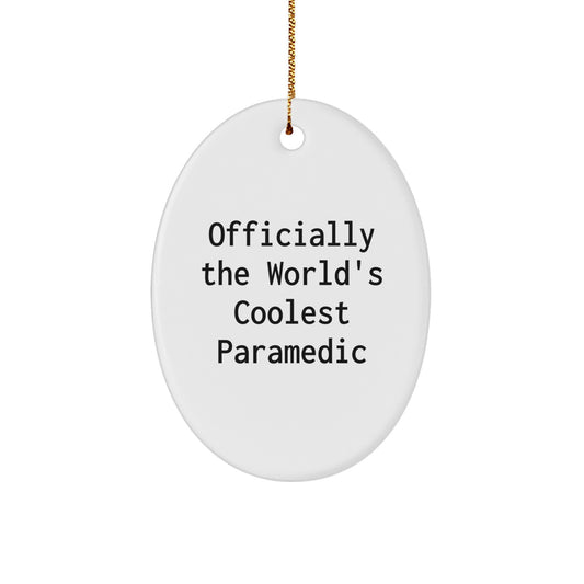 Funny Rescue Worker Gifts for Men from Friends - Oval Ornament with World's Coolest Rescue Worker Quote, Christmas Unique Gifts - Image 1