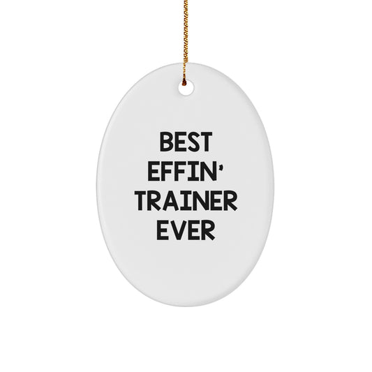 Funny Trainer Oval Ornament Gifts from Men to Best Effin' Trainer Ever, Oval Shaped, White, for Christmas - Image 1