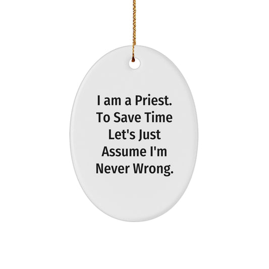 Funny Priest Oval Ornament Gifts from Men to Christmas Unique Presents for White Collar Friends - Image 1