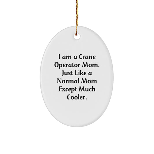 Crane Operator Mom Funny Gifts, Unique Oval Ornament for Crane Operator Friends, Gifts from Men, Gifts for Crane Operator Women, Christmas Unique Gifts - Image 1