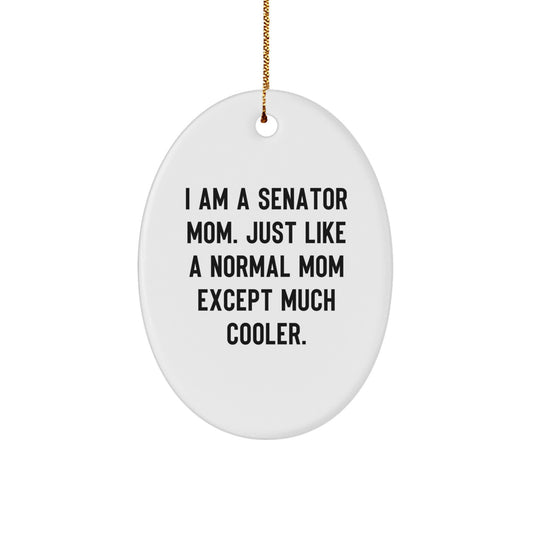 Senator Mom Gifts - Oval Ornament with Funny Quote, Christmas Decorations, Gifts from Mom to Senator, Senator Mom Unique Gifts - Image 1