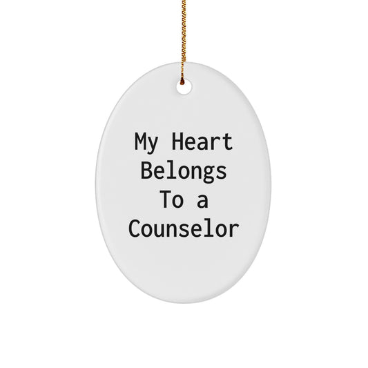 Counselor Heart Gifts from Friends for Counselor Oval Ornament, Funny Quote Christmas Decor - Image 1