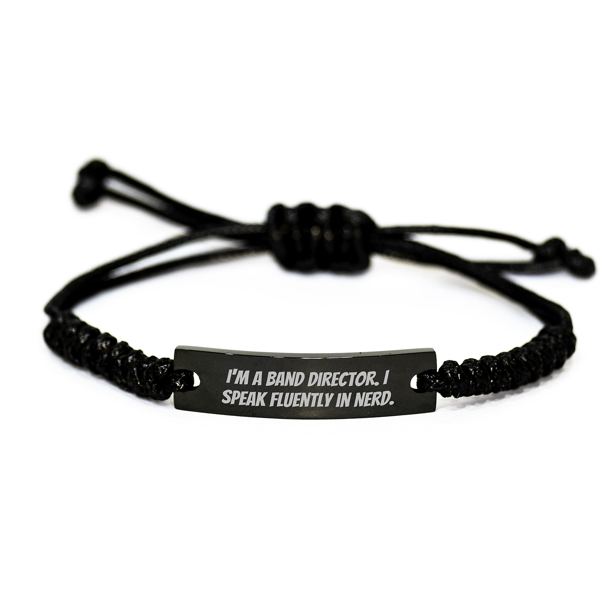 Funny Band Director Gifts for Him from Friends, Unique Rope Bracelet for Graduation, 'I'm A Band Director. I Speak Fluently In genius.' Quote - Image 1
