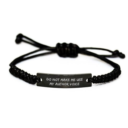 Author Inspirational Quote Rope Gifts from Friends for Graduation Unique Author Gifts, Adjustable Black Rope Bracelet, Engraved with Motivational Message, Perfect for Women, Men, Family, Coworkers - Image 1