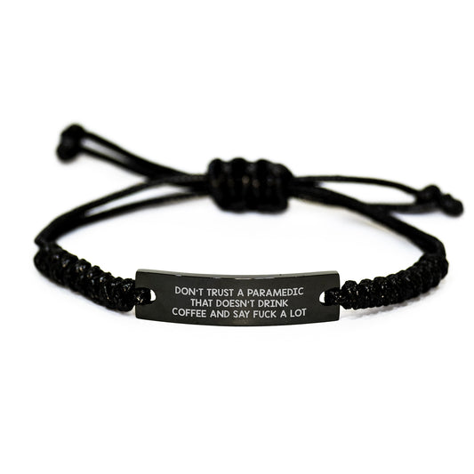 Rescue Worker Humor Rope Bracelet, Funny Gift for Rescue Worker Friends, Gifts from Men to Coworkers, Adjustable Black Rope, Graduation Unique Gifts - Image 1