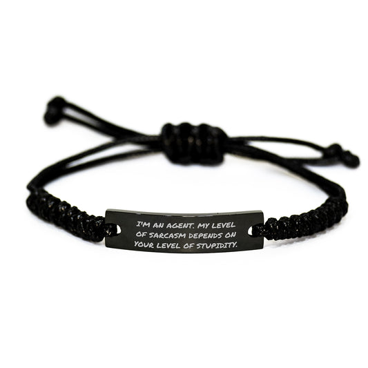 Agent Rope Bracelet with Funny Sarcasm Quote, Unique Graduation Gifts from Friends to Agent, Adjustable Black Stainless Steel Rope - Image 1
