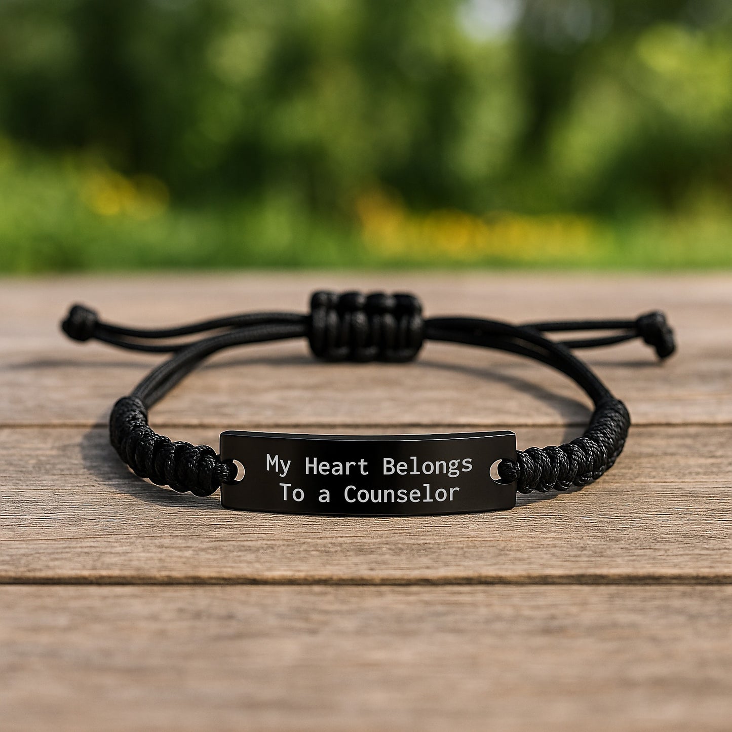 Funny Counselor Gifts from Friends - My Heart Belongs To A Counselor Quote Adjustable Rope Bracelet for Counselor Birthday - Image 2