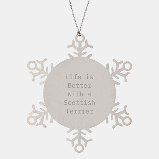 Scottish Terrier Dog Lovers Gifts from Family, Scottish Terrier Dog Snowflake Ornament, 'Life Is Better With A Scottish Terrier' Quote, Christmas Unique Gifts - Image 1