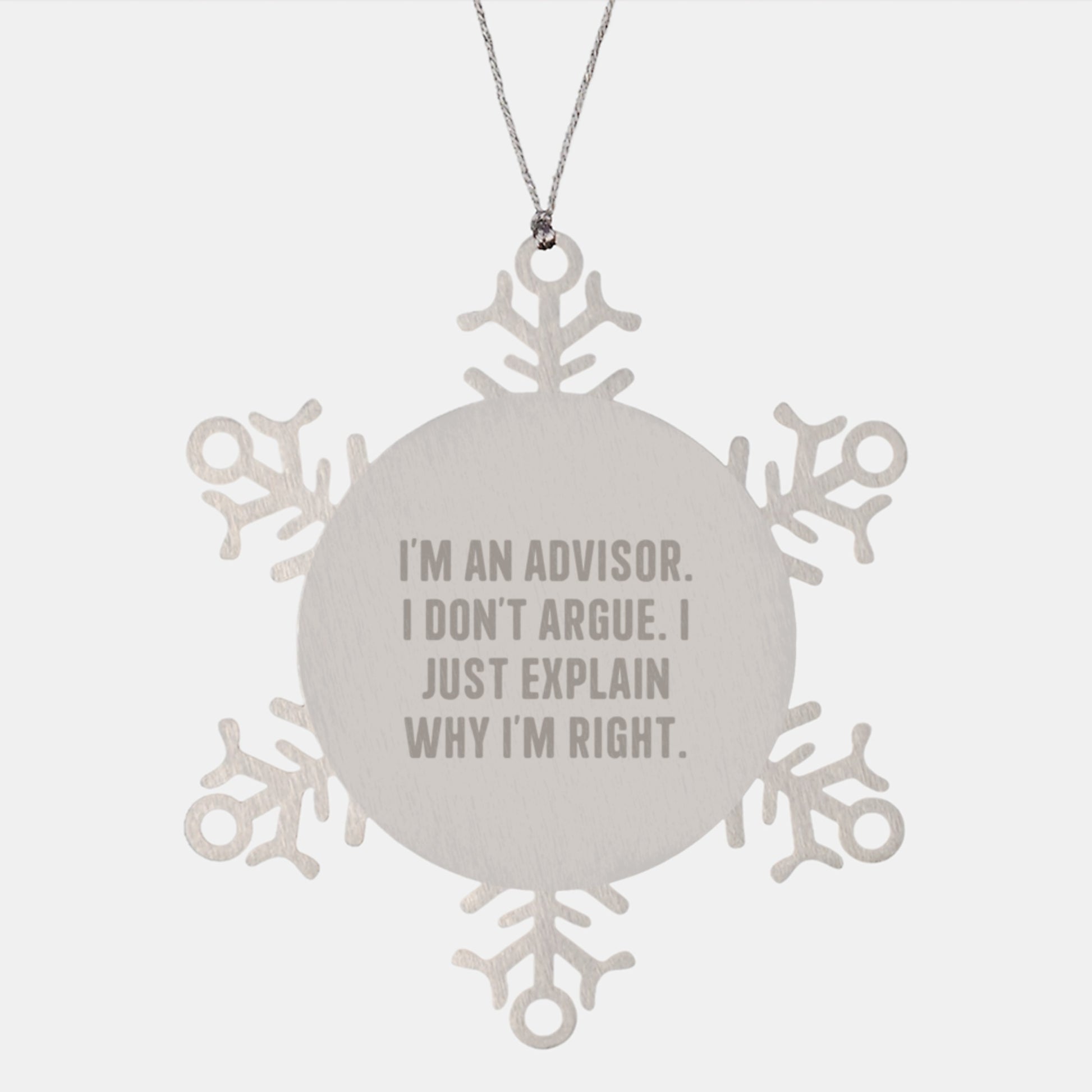 Funny Advisor Gifts, Snowflake Ornaments for Christmas - Gifts from Friends, Gifts for Advisor - Image 1