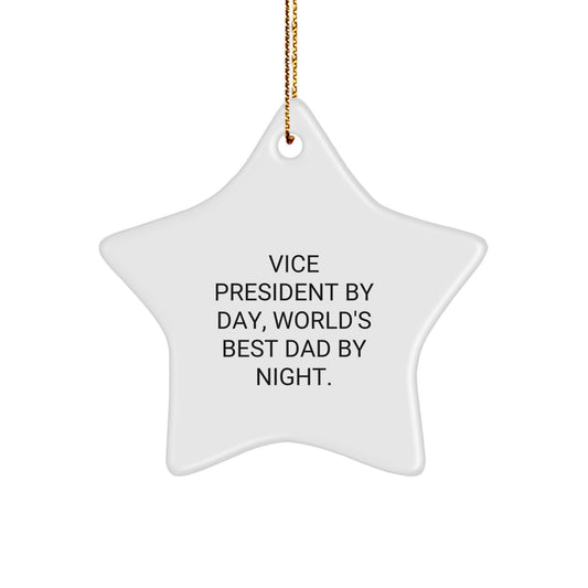 Vice President Gifts, Funny Star Ornament by Day, World's Best Dad By Night, Christmas Unique Gifts from Friends - Image 1