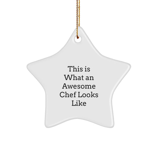 Funny Chef Gifts from Friends and Family - This Is What An Awesome Chef Looks Like Star Ornament for Christmas - Image 1