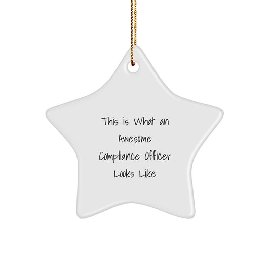 Compliance Officer Gifts - Funny Star Ornament, 'This Is What An Awesome Compliance Officer Looks Like' Quote, Christmas Unique Gifts for Men, Women, or Coworkers from Friends - Image 1