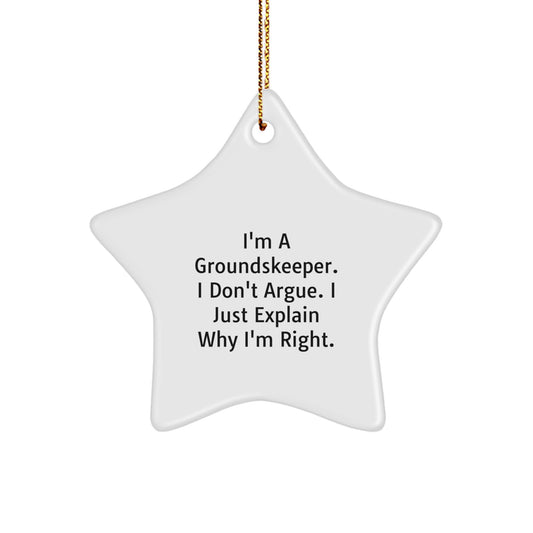 Funny groundskeeper Gifts - 'I'm A groundskeeper, I Don't Argue' Star Ornament for Men, Women, Friends, Coworkers, Family - Christmas Unique Gifts from Friends - Image 1