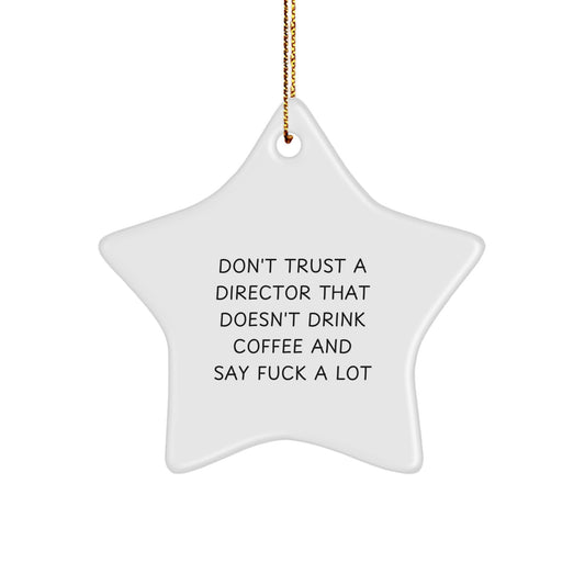 Funny Director Gifts, Star Ornament for Christmas, 'Don't Trust...' Quote, Gifts from Friends, for Director's Office - Image 1
