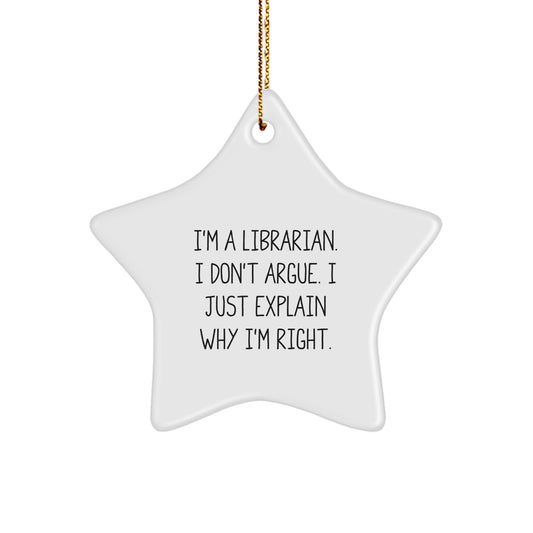 Librarian Gifts from Friends - Funny Star Ornament for Librarians - Unique Christmas Unique Gifts - Image 1