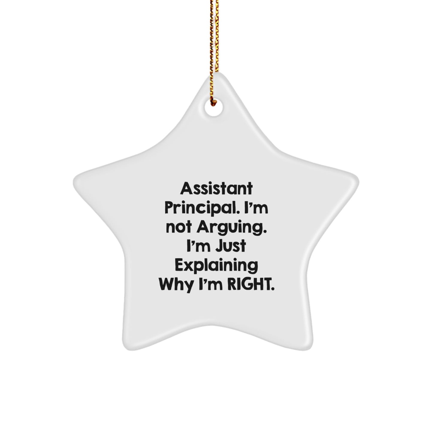 Funny Assistant Principal Gifts, 'I'm Not Arguing. I'm Just Explaining Why I'm Right.' Star Ornament for Christmas, Gifts from Men to Assistant Principal - Image 1
