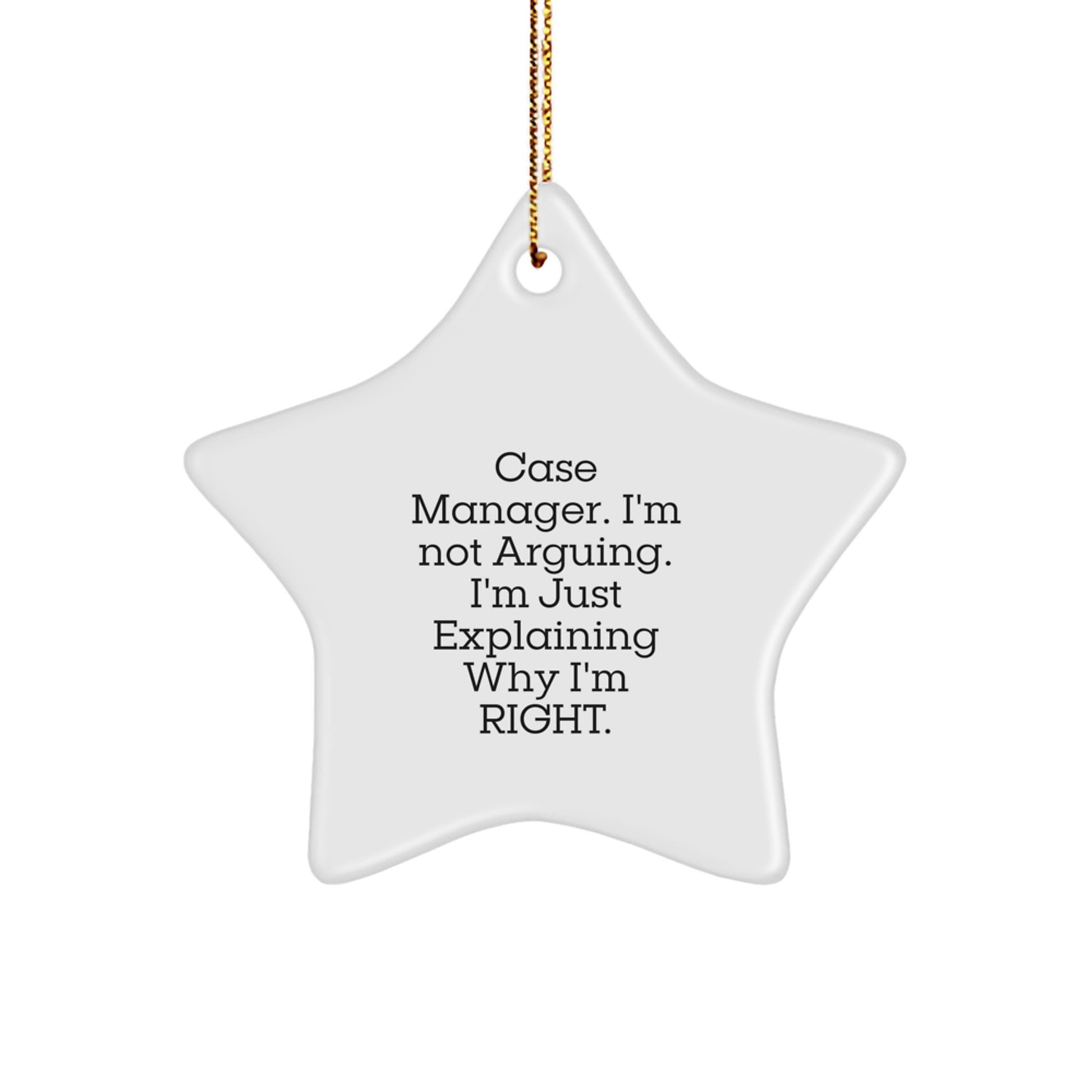 Case Manager Gifts, Funny Quote Star Ornament, Gifts from Friends for Christmas, Case Manager, Star Ornament, I'm Just Explaining Why I'm Right - Image 1