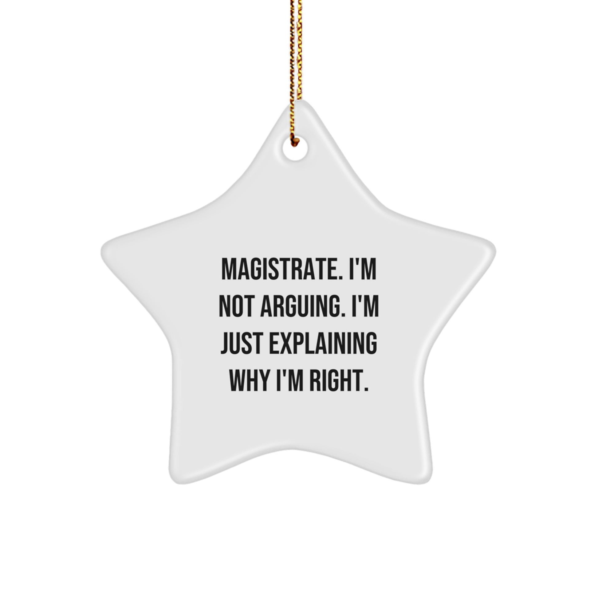 Magistrate Gifts - Funny Star Ornament for Christmas, 'I'm Not Arguing. I'm Just Explaining Why I'm Right.' from Friends, Coworkers, Family - Image 1