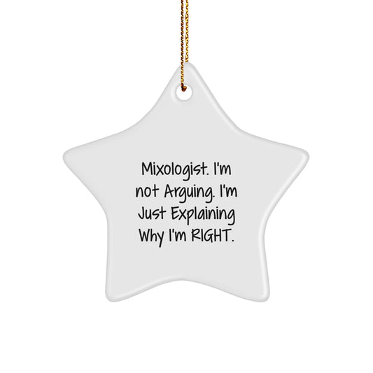 Funny Mixologist Gifts from Friends for Christmas - Star Ornament with 'I'm Not Arguing. I'm Just Explaining Why I'm Right.' Quote, Perfect for Men or Women - Image 1