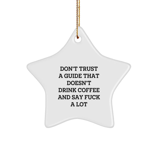 Funny Guide Gifts for Men, Women, Friends, or Coworkers - Don't Trust A Guide Star Ornament, White, 3.25 Inch, Christmas - Image 1