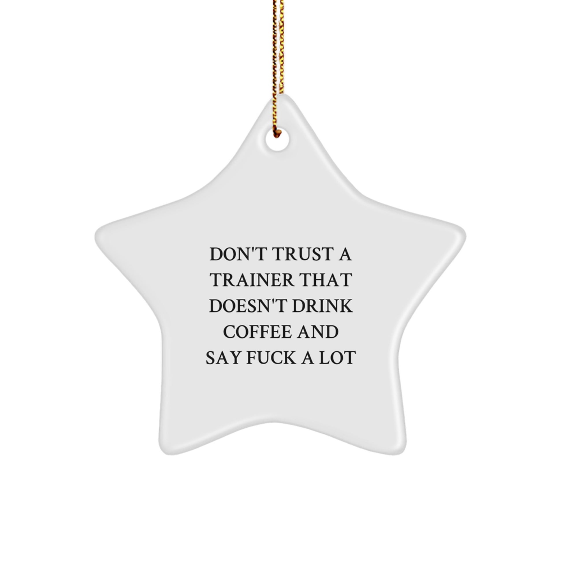 Funny Trainer Gifts from Friends for Men, Women, or Coworkers - Don't Trust a Trainer That Doesn't Drink Coffee and Say 'F--k' a Lot Star Ornament for Christmas - Image 1