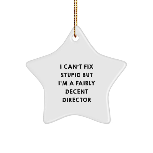 Funny Director Star Ornament, I Can't Fix Stupid But I'm A Fairly Decent Director, Christmas Unique Gifts from Friends to Directors - Image 1