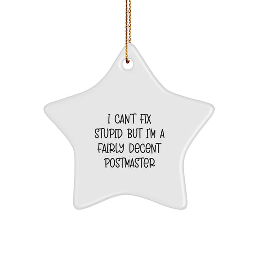 Postmaster Gifts: Funny Quote Star Ornament, Gifts from Men, Gifts for Postmaster, White Star Shaped MDF with Sublimation Printing, Perfect Christmas Unique Gifts for Family and Friends - Image 1