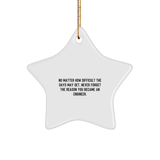 Engineer Star Ornament, 'Never Forget the Reason You Became an Engineer', White, Christmas Unique Gifts for Men from Friends, Coworkers, or Family - Image 1