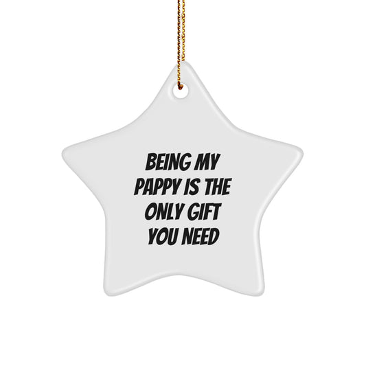 Pappy Gifts, Funny Star Ornaments for Men, 'Being My Pappy Is The Only Gift You Need' Christmas Decorations from Friends and Family - Image 1