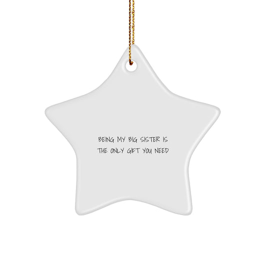 Funny Big Sister Gifts from Men, Women, Family - Being My Big Sister Is The Only Gift You Need - White Star Ornament for Christmas - Image 1