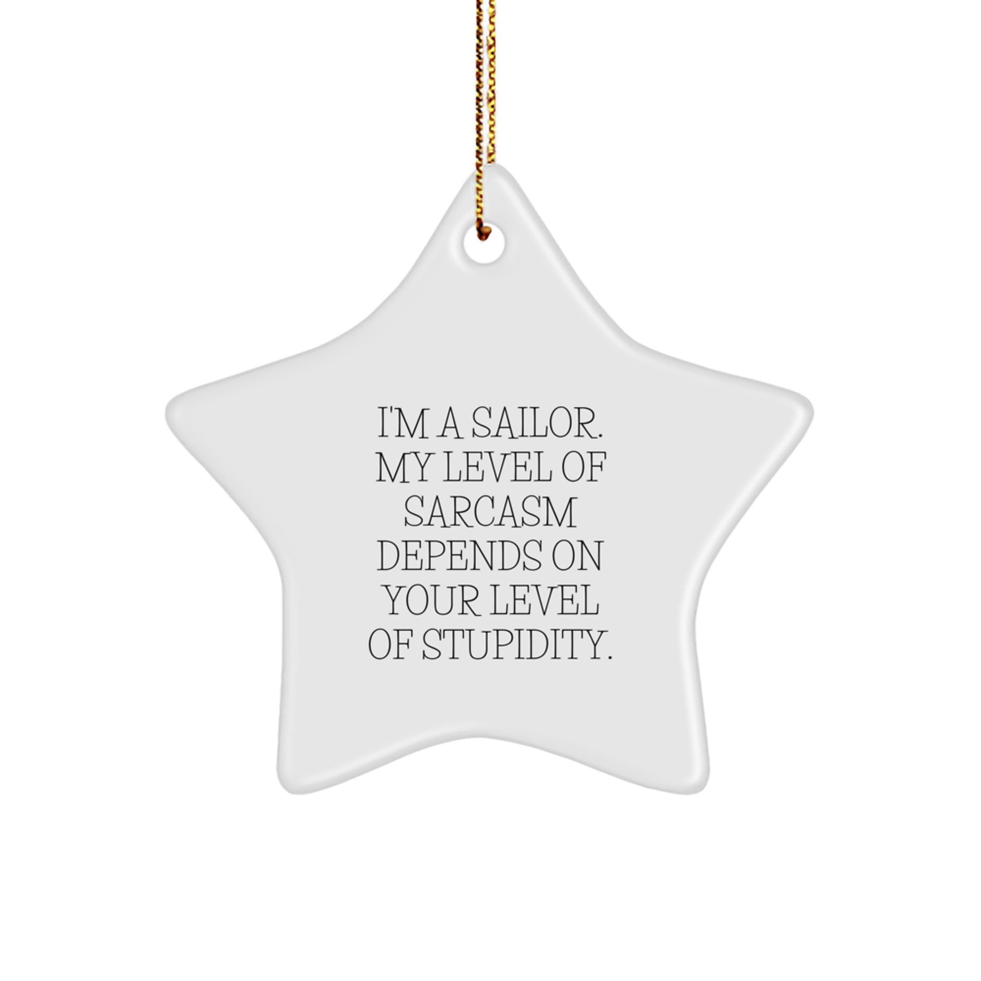 Sailor Gifts from Friends - Funny Star Ornament for Christmas, 'I'm A Sailor' Sarcasm Level Depends on Your Stupidity, Gifts for Sailor, Unique Christmas Unique Gifts from Men to Women - Image 1