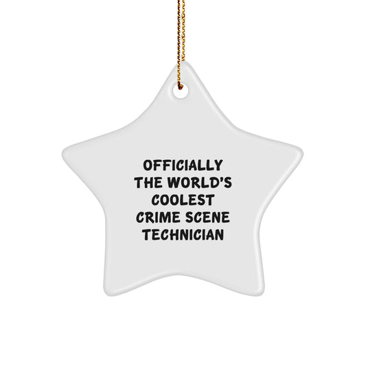 Funny Crime Scene Technician Gifts Christmas Unique Gifts from Friends for Crime Scene Technician Officially The World's Coolest Star Ornament - Image 1