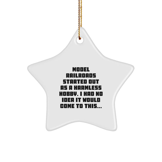 Funny Model Railroads Gifts from Friends and Family, Christmas Unique Star Ornament for Model Railroads Enthusiasts - Image 1