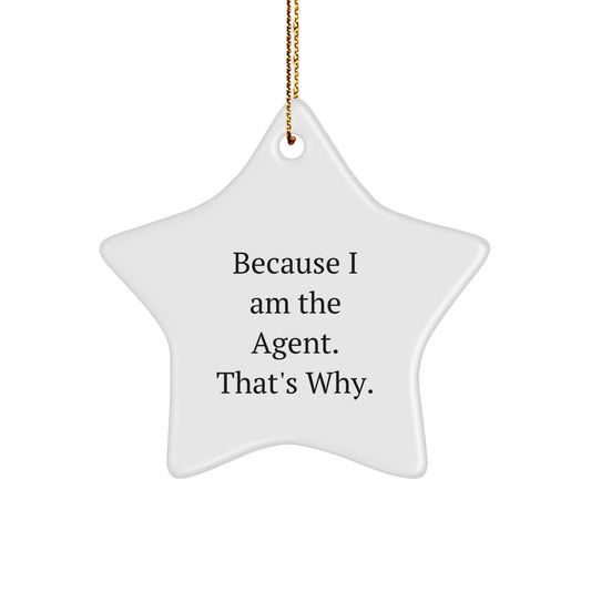 Agent Star Ornament Gifts from Friends Because I Am The Agent. That's Why., Christmas Unique Agent Star Gifts for Men - Image 1