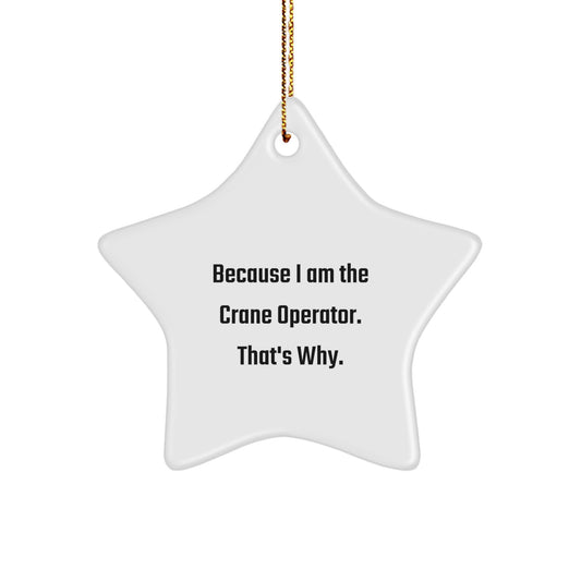 Funny Crane Operator Gifts for Men - Because I Am The Crane Operator. That's Why., Star Ornament, Christmas Unique Gifts from Friends - Image 1