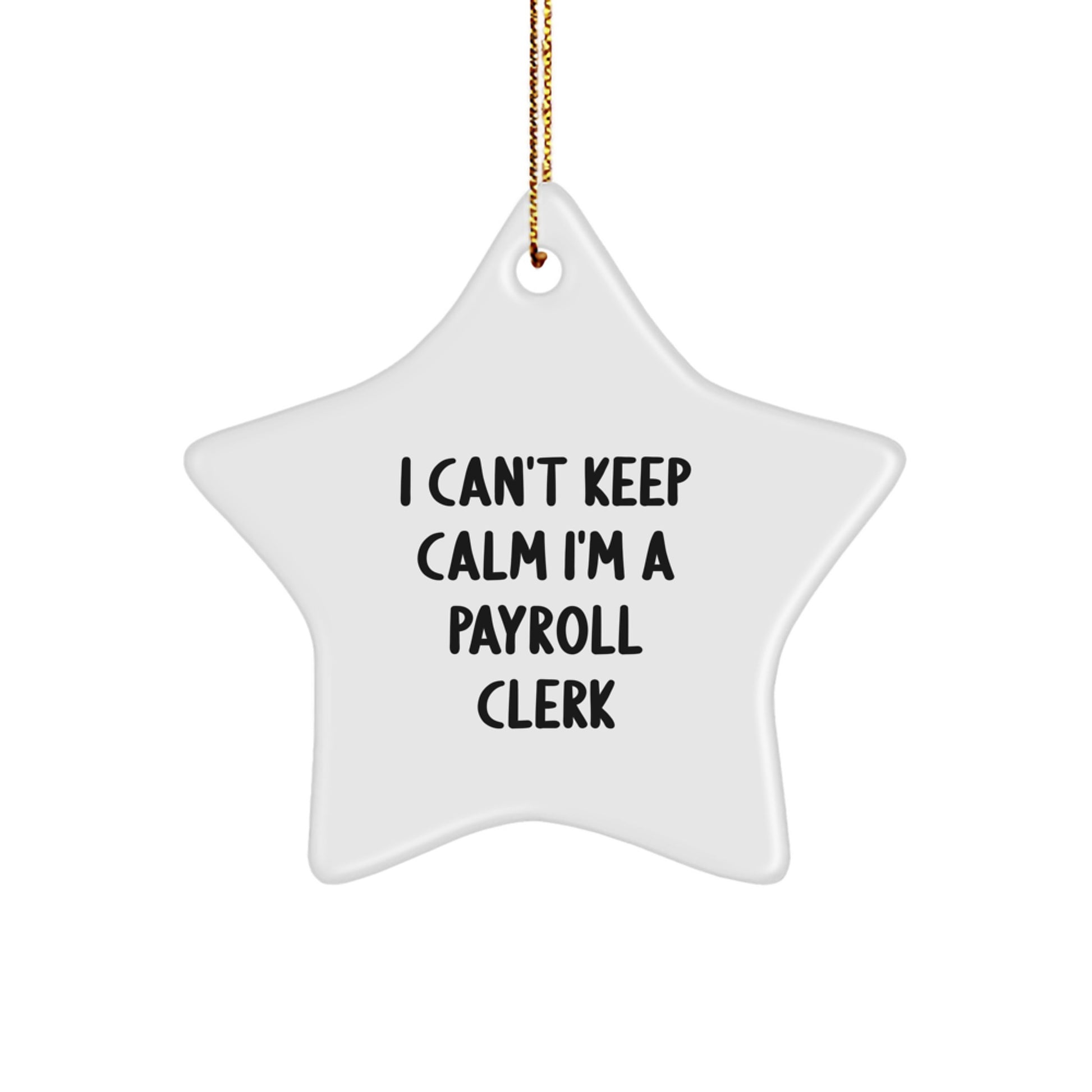 Funny Payroll Clerk Gifts - 'I Can't Keep Calm I'm A Payroll Clerk' Star Ornament, Gifts from Friends to Payroll Clerk, Payroll Clerk Christmas Ornament Gifts for Payroll Clerk - Image 1