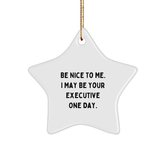 Funny Executive Star Ornament Gifts from Men to Executive Friends - 'Be Nice To Me. I May Be Your Executive One Day.' - Image 1