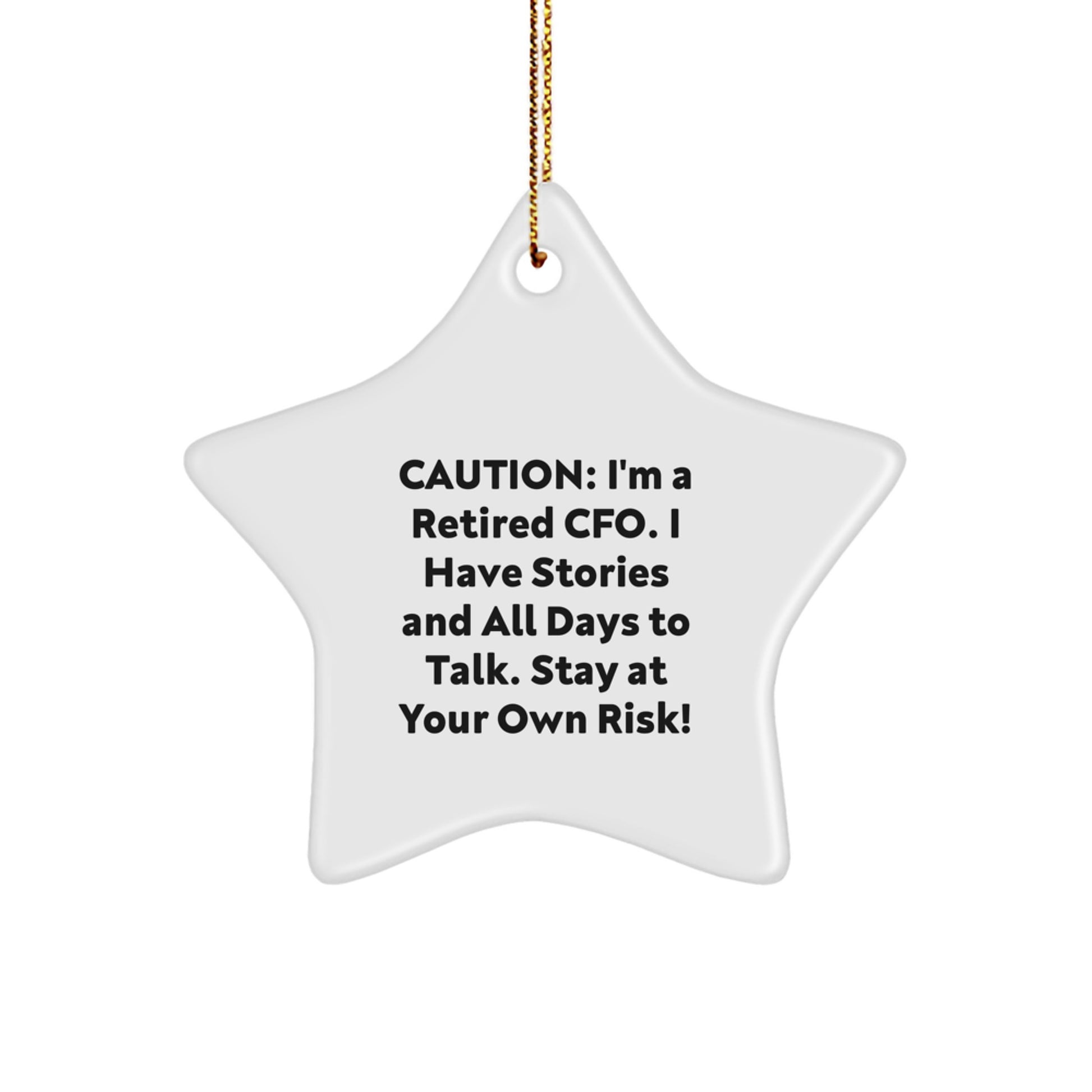 Funny CFO Gift, 'Stay At Your Own Risk!' Star Ornament for CFOs, Friends, and Family - Unique Christmas Memorable Present - Image 1