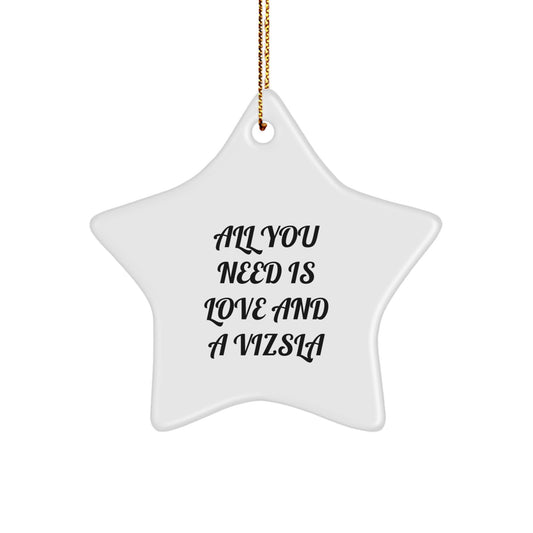 Vizsla Dog Lovers Gifts from Family, Funny Star Ornament for Christmas, 'All You Need Is Love And A Vizsla' Decorations for Home - Image 1