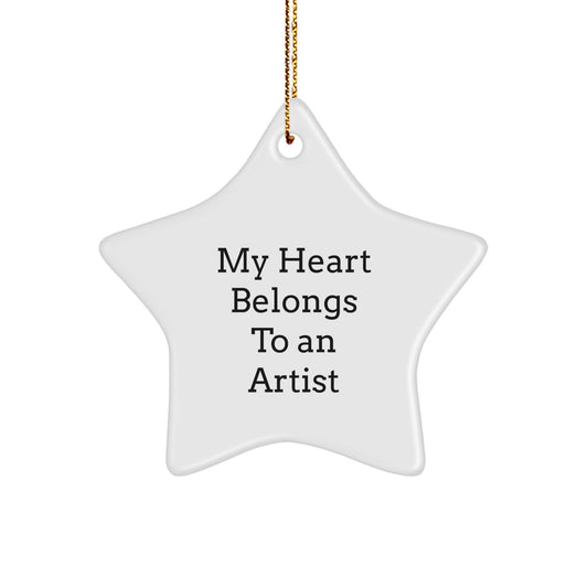 Artist Gifts from Friends, My Heart Belongs To An Artist Star Ornament, Christmas Unique Artist Decorations, Gifts for Artists - Image 1